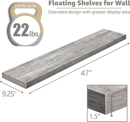 Sorbus Floating Shelves for Wall - 48 Inch Long Bathroom Shelves, Wall Decor for Bedroom, Kitchen, Living Room & Book Storage - Mounted Floating Shelf with Invisible Brackets (Maple Wood, 2 Pack)