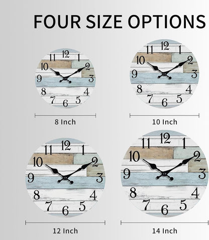 KECYET Wall Clock Battery Operated 8 Inch Silent Non Ticking Coastal Design Country Rustic Retro Decorative for Bathroom Kitchen Living Room Bedroom
