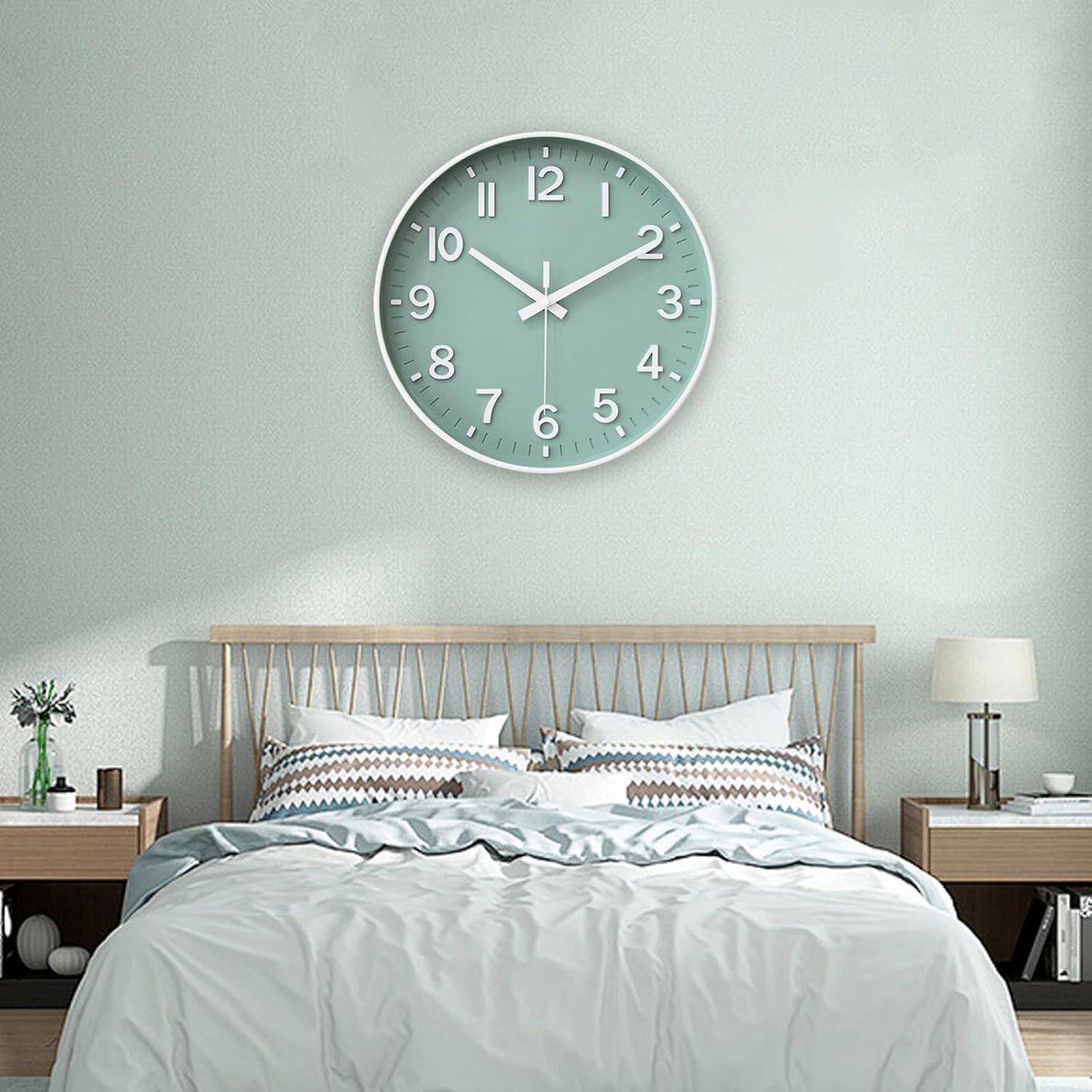 HZDHCLH Wall Clocks Battery Operated,12 inch Silent Non Ticking Modern Wall Clock for Living Room Bedroom Kitchen Office Classroom Decor (Olive Green and Gold)