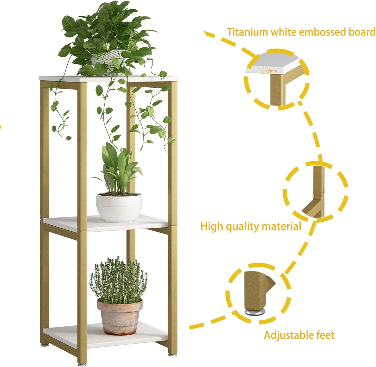 Plant Stand Indoor Corner Tall 2 Tier Metal Modern Flower Storage Plant Shelf Holder for Living Room Balcony Garden,Black (2 Tier-Black Round)