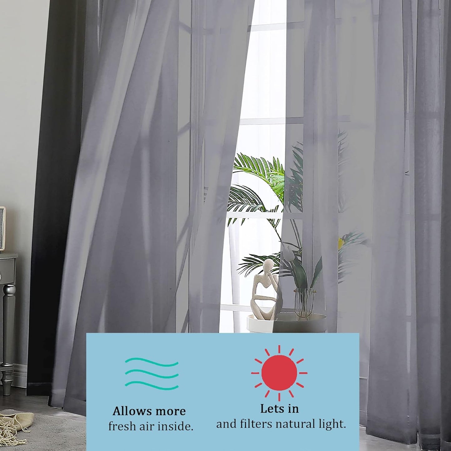 OWENIE Sheer Curtains 84 inches Long 2 Panels Set for Living Room/Bedroom, Rod Pocket Voile Sheer Panel Drapes, White, 2pcs, Each 42" W x 84" L - Colors B