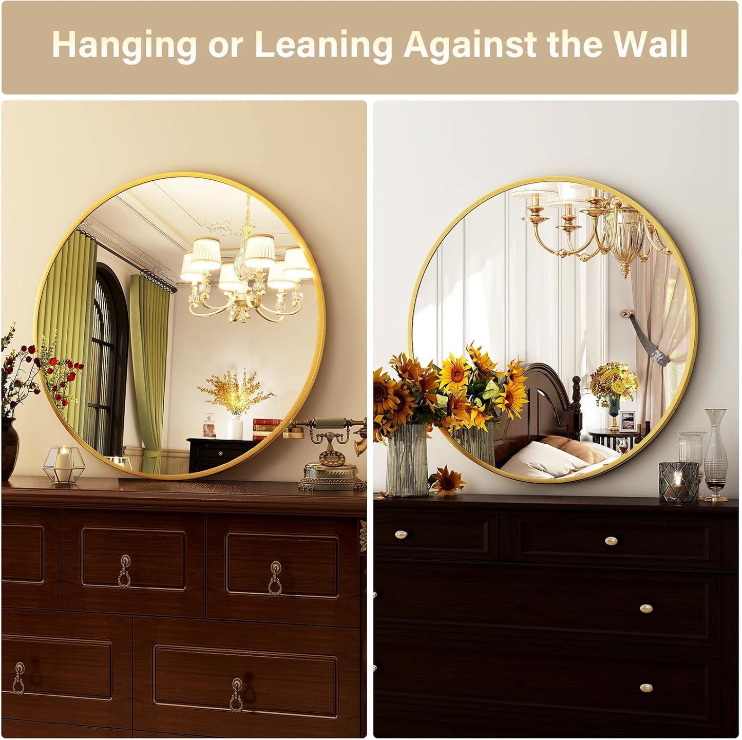 HARRITPURE Round Mirror 30 Black Wall Mounted Circle Mirrors Vanity Mirror with Brushed Aluminum Alloy Frame Modern Decoration for Bathroom, Living Room, Vanity, Bedroom, Entryway