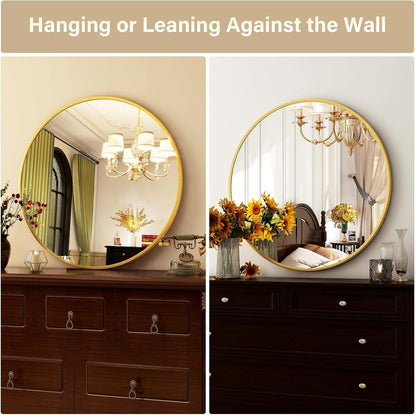 HARRITPURE Round Mirror 30 Black Wall Mounted Circle Mirrors Vanity Mirror with Brushed Aluminum Alloy Frame Modern Decoration for Bathroom, Living Room, Vanity, Bedroom, Entryway