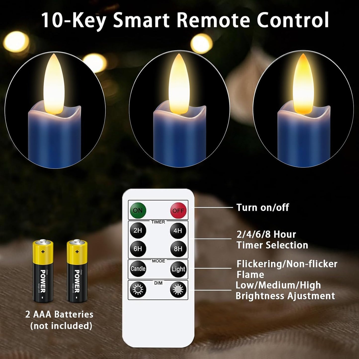 KSWING Upgraded Real Wax Short LED Flameless Taper Candles with Remote, 6 PCS White Candlesticks Battery Operated 3D Flickering - 6" Realistic Fake Candle Sticks for Home/Wedding/Fireplace Xmas Decor