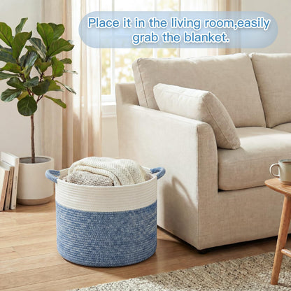 Artfeel 70L Large Cotton Rope Basket, Decorative Woven Blanket Storage for Living Room, Boho Toy Storage & Toy Box for Kids, Versatile Laundry Basket & Nursery Hamper for Blankets(Brown)