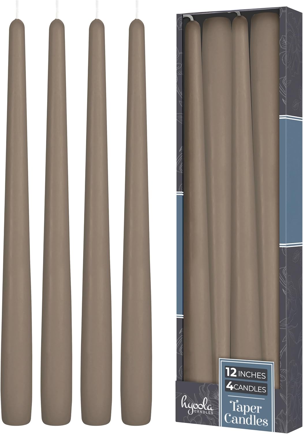 Hyoola Tall Taper Candles - 10 Inch Metallic Gold Unscented Dripless Taper Candles - 8 Hour Burn Time - 4 Pack
