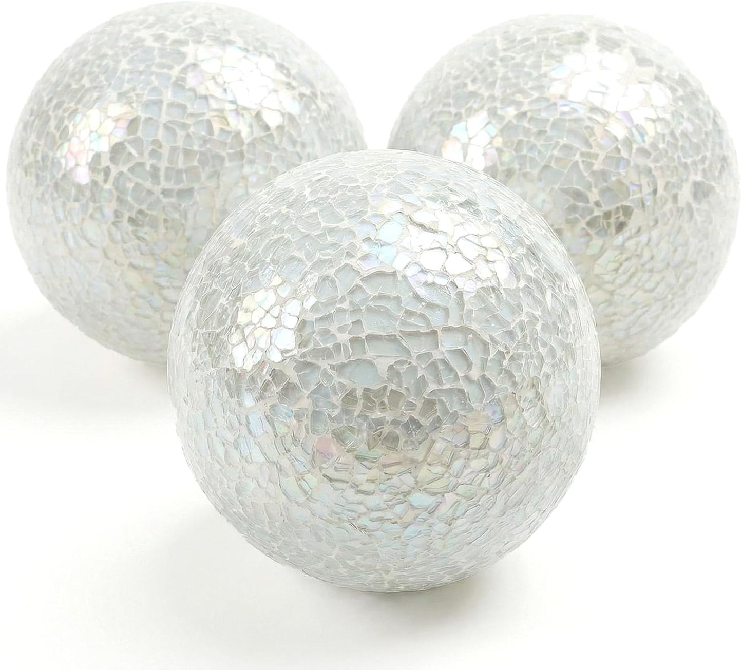DomeStar 3PCS Decorative Balls, Mosaic Glass Orbs Centerpiece Balls 4inch Gold Orbs for Decorate Bowls Vases Tables Wedding Party