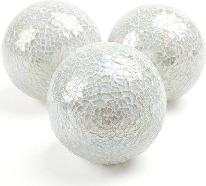 DomeStar 3PCS Decorative Balls, Mosaic Glass Orbs Centerpiece Balls 4inch Gold Orbs for Decorate Bowls Vases Tables Wedding Party