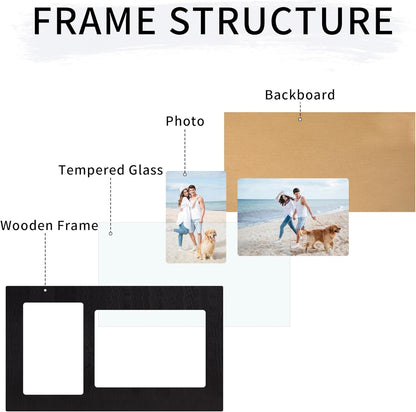 YESKAY 4x6 Picture Frame Collage for Wall Decor, Multiple Photo Collage Frames with Tempered Glass, 7-Opening for 4 x 6 Picture Frames, Rustic Brown, 1 Pack
