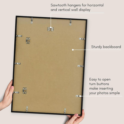 Americanflat 24x36 Poster Frame with Polished Plexiglass - Streamline Collection - Thin Border Picture Frame for Wall Display - Hanging Hardware Included - Black - Colors A