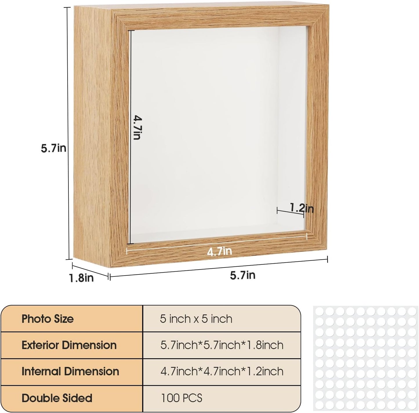 6 Pcs Shadow Box Frame - 5x5 Square Frame Display Case for Sports Memorabilia & Wedding Keepsakes - Wall Mountable Display Box for Medals, Photos, Dried Flowers (Black)
