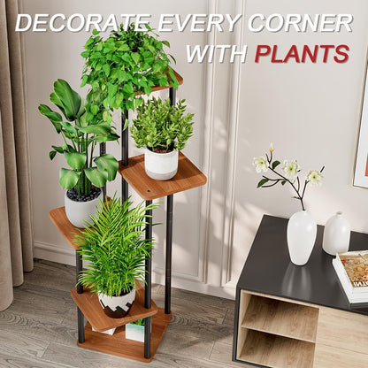AZERPIAN Plant Stand 5 Tier Indoor Metal Flower Shelf for Multiple Plants Corner Tall Flower Holders for Patio Garden Living Room Balcony Bedroom, Black (5 Tier-Black)