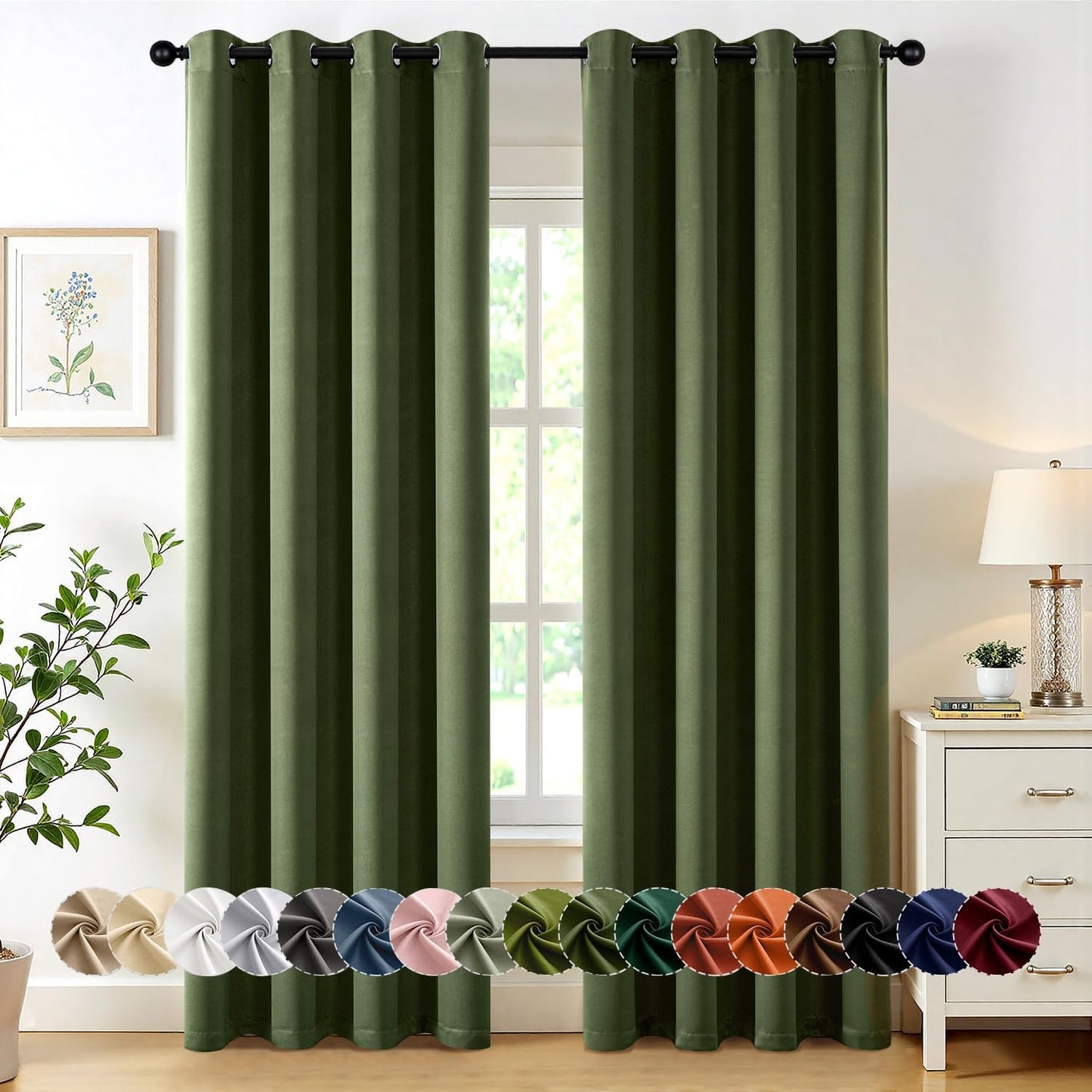 MIULEE Blackout Curtains for Bedroom Living Room 2 Panels, Thermal Insulated Room Darkening Drapes Grommet Noise Reducing Light Blocking Window Treatments 63 Inches Long 40x63 Inch Black - Colors B
