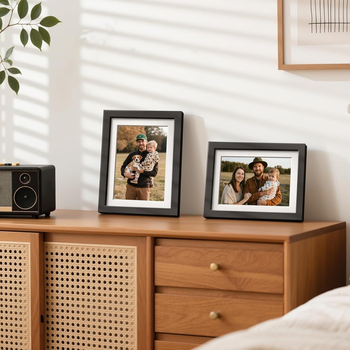 HappyHapi 4x6 Picture Frames Set of 10, Tabletop or Wall Display Pictures 3.5x5 with Mat or 4x6 Without, Multi Photo Frames Collage (Black)