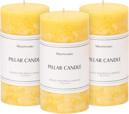 3x4 inch Green Pillar Candles Set of 3, Unscented Pillar Candle, Dripless and Smokeless Large Candles, Candle for Home Decor, Dinner Table,Weddings, Holidays