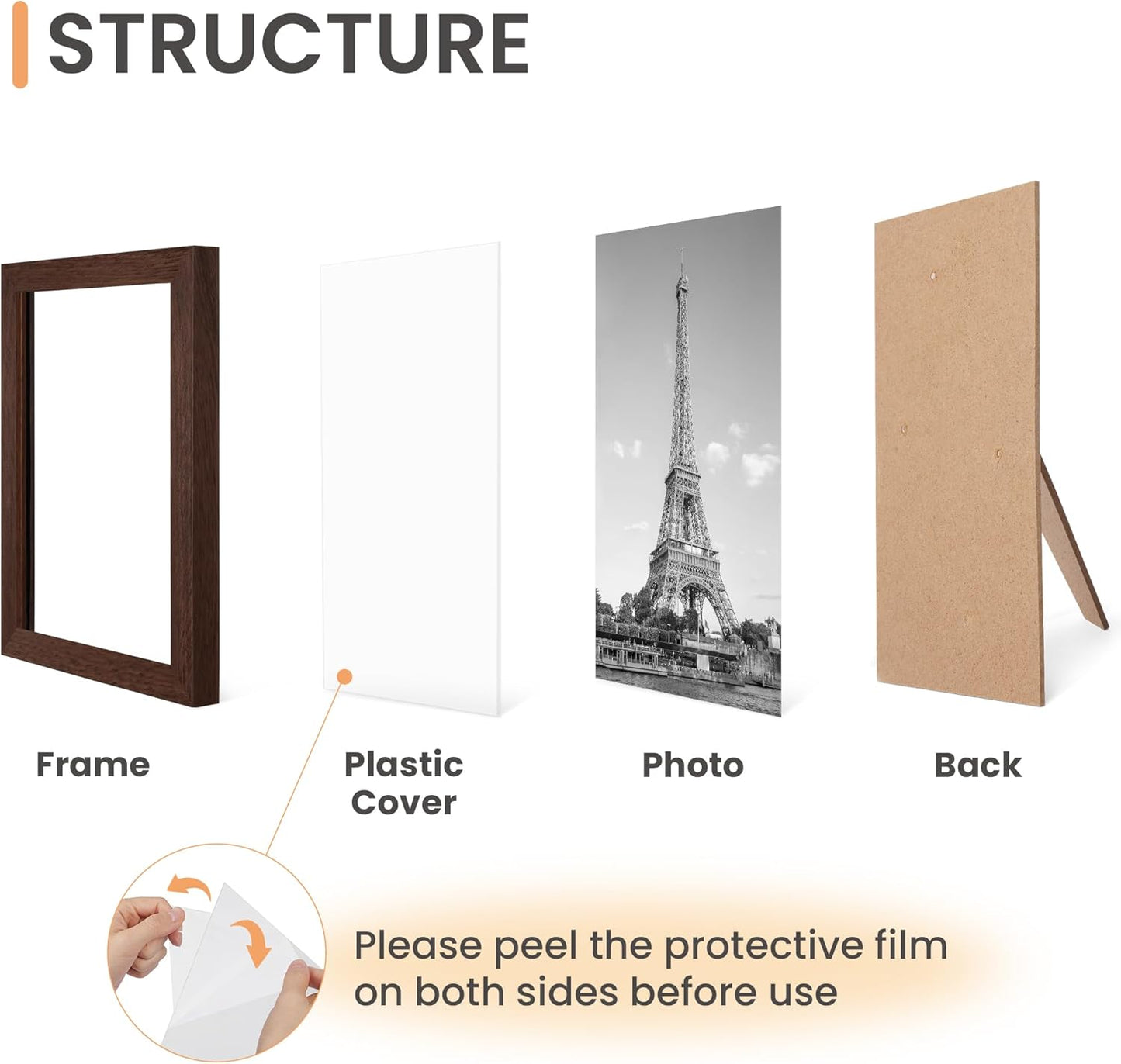 upsimples 10 Pack Picture Frames Collage Wall Decor for Mounting or Tabletop Display, Photo Gallery Frame Set for Family, Multi Sizes Including 8x10, 5x7, 4x6, Black