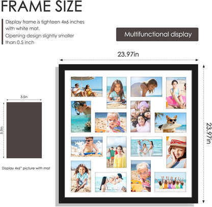 DUENPY 14x26 Collage Picture Frame 4x6 Collage Picture Frame Displays Twelve 4x6 inch Photos Available Horizontal Wall Mounting Display and Vertical Black - Colors B