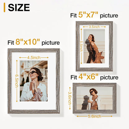 Vittanly 20 Pack Picture Frames Collage Wall Decor, Multi Sizes Including 4pcs 8x10, 8pcs 5x7 and 8pcs 4x6 Photo Frames, Gallery Frame Set for Wall or Tabletop Display, Black, Brown and Dark Grey