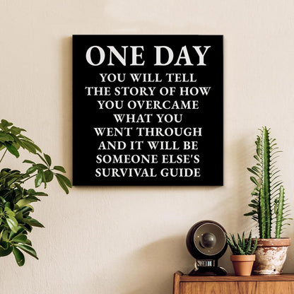 Inspirational Farmhouse Canvas Print Wall Art Decor One Small Positive Thought in the Morning Can Change Your Whole Day Sign Painting Plaque Rustic Home Decoration (8 X 8 Inches, Framed)