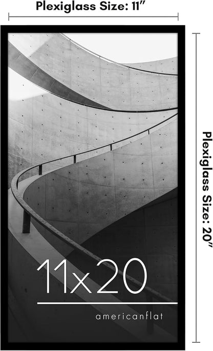 Americanflat 24x36 Poster Frame with Polished Plexiglass - Streamline Collection - Thin Border Picture Frame for Wall Display - Hanging Hardware Included - Black - Colors C