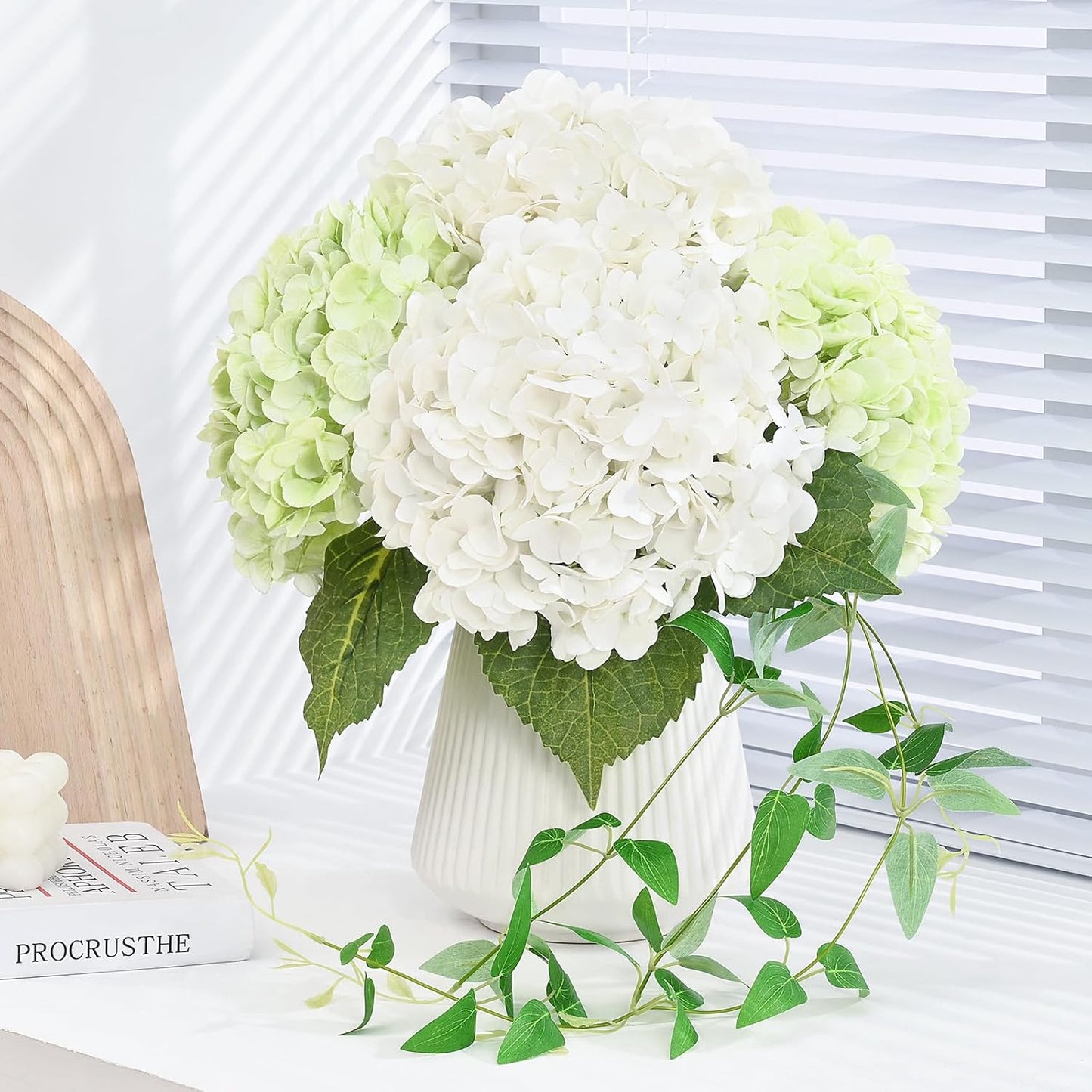 MARTINE MALL 3Pcs 21in Hydrangea Artificial Flowers, Latex Real Touch Hydrangeas Lifelike Large Hydrangea Flowers for Home Decor Party Arrangements Wedding Bouquets Centerpieces (Blue)