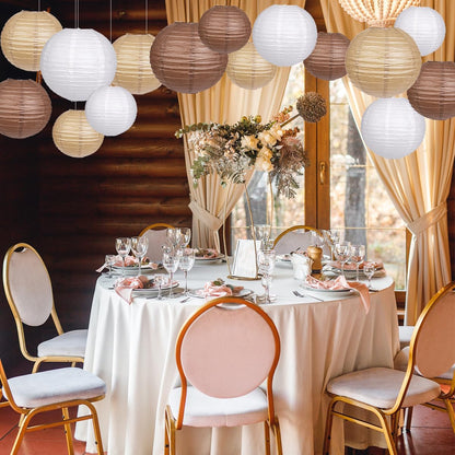 Paper Lanterns Decorative, Round Hanging Paper Lanterns Decorations for Rustic Party Bridal Shower Wedding Sage Green Birthday Party Supplies Gold/Ivory/Sage Green 15pcs