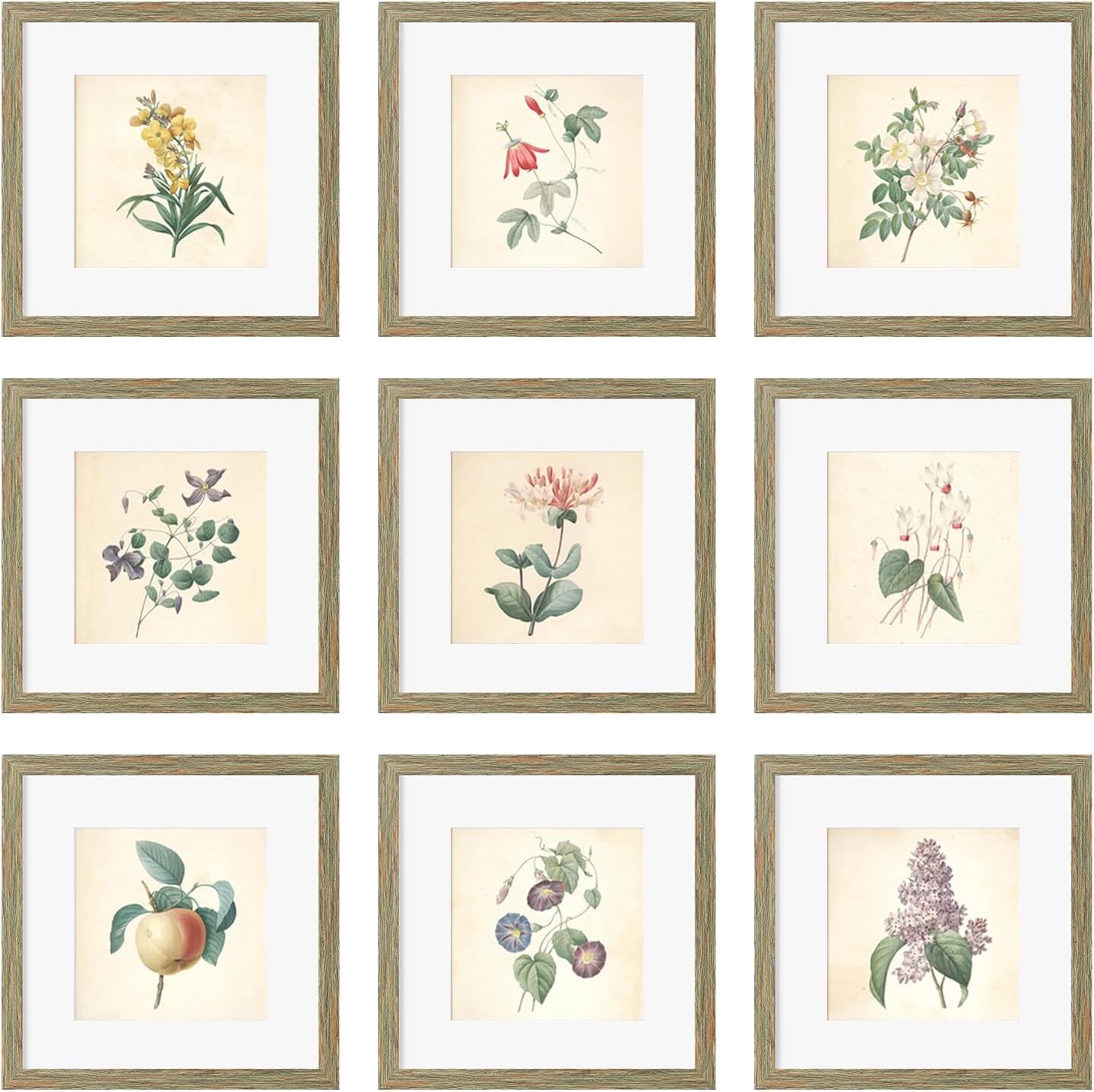 12x12 Picture Frame Set of 9, Display Pictures 8x8 with Mat or 12x12 without Mat, Multi Collage Gallery Square Photo Frames for Wall or Tabletop, Black