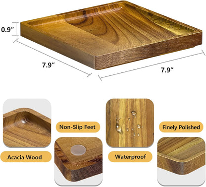 Bathroom Vanity Tray for Countertop - Bamboo Organizer Tray for Dresser Tops, Toilet, Perfume Small Decorative Tray Wood Tray for Home Decoration 11.81” L x 6.1” W x 0.79” H Black