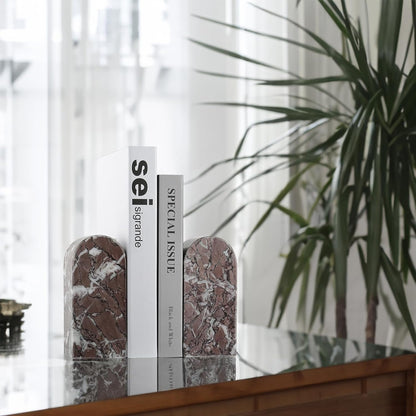 Koville African Natural Marble Bookends for Shelves, Non-Slip Book Ends, 13LBS Ultra Heavy Duty Marble Book Holder Organizer, Apartment Decor for Movies/CD/Video Games(Namib Fantasy)