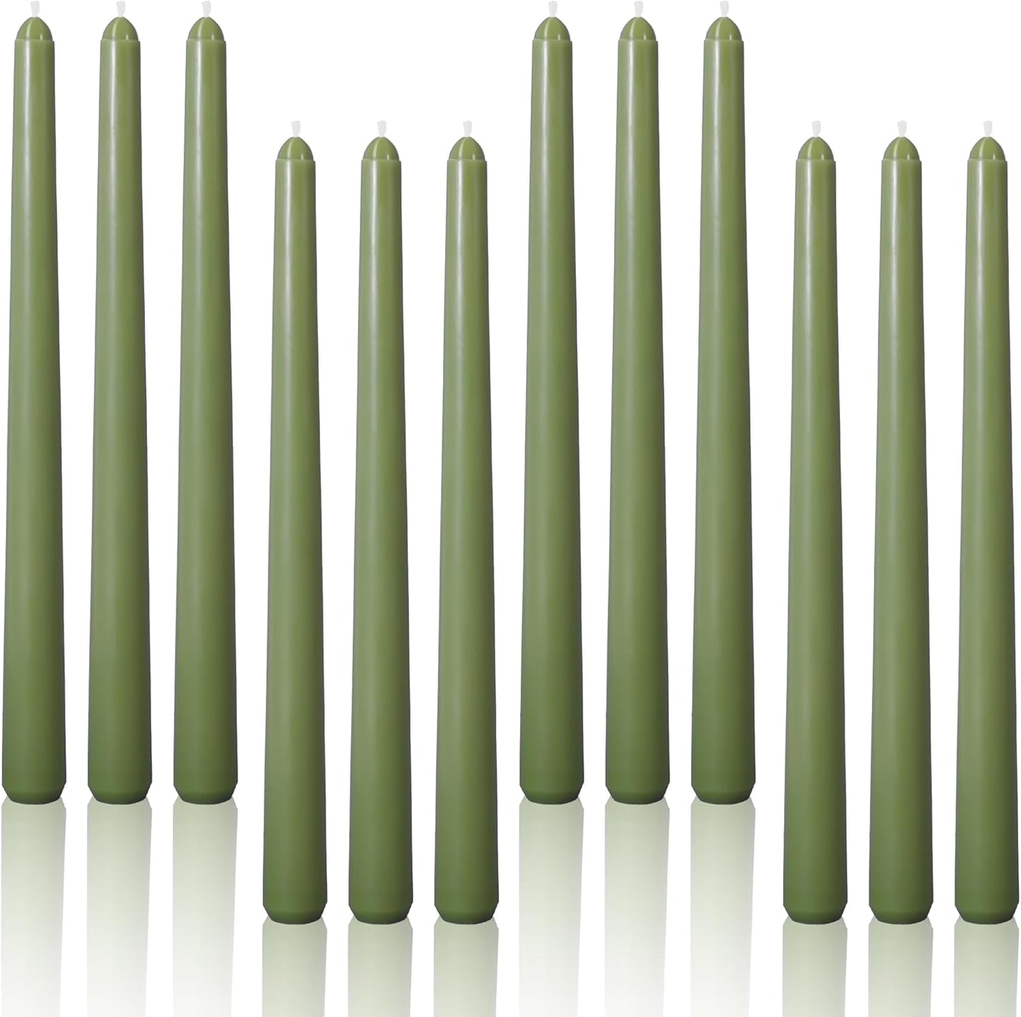 Viyffo Taper Candles, 10 Inch, 4 Pack, Olive Glow – Unscented, Dripless & Smokeless Design, Up to 8 Hour Burn – Long Tall Taper Candlesticks for Wedding, Dinner & Home Decor