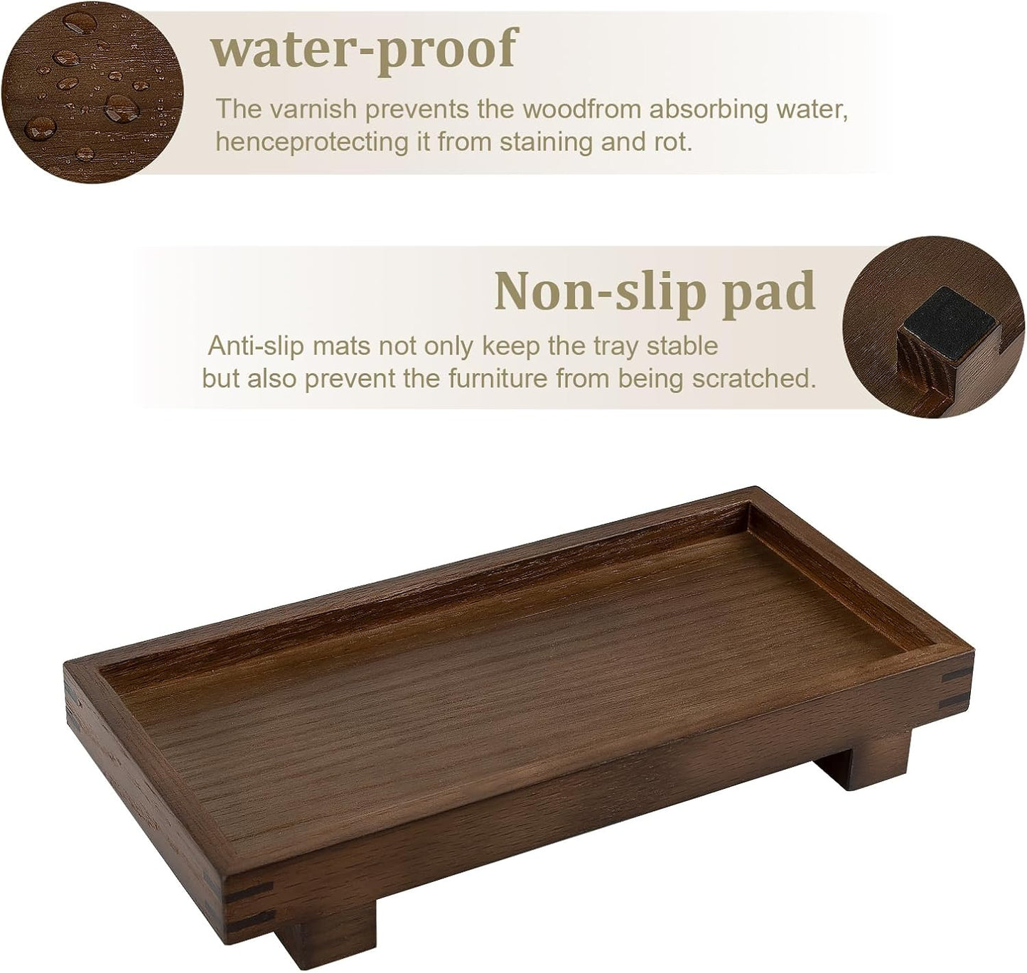 Decorative Tray Small Pedestal Stand Farmhouse Bathroom Decor Wooden Riser Display Stand for Vanity, Kitchen Countertop, Sink, 9.4 * 4.7 White