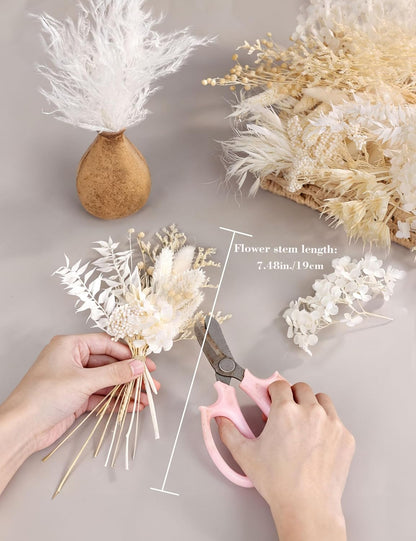 DIY Natural Dried Flower Set, Bulk Dried Flowers for Vase, Dried Flowers with Stems, Dried Roses, Mini Dried Flower Bouquets.(Brown)
