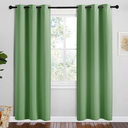 NICETOWN Halloween Pitch Black Solid Thermal Insulated Grommet Blackout Curtains/Drapes for Bedroom Window (2 Panels, 42 inches Wide by 63 inches Long, Black) - Colors D
