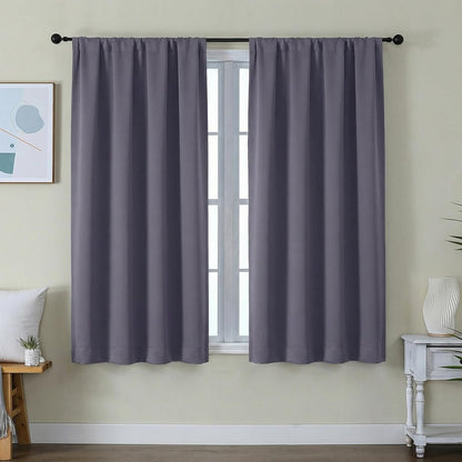Simplebrand Ava Sage Green Blackout Curtains for Bedroom 63 Inch Length 2 Panels Set, Solid Thermal Insulated Energy Saving Rod Pocket Window Treatment Curtains Blackout Drapes, W40 x L63 Inch, Sage - Colors A