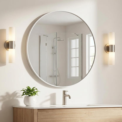 HARRITPURE Round Mirror 30 Black Wall Mounted Circle Mirrors Vanity Mirror with Brushed Aluminum Alloy Frame Modern Decoration for Bathroom, Living Room, Vanity, Bedroom, Entryway