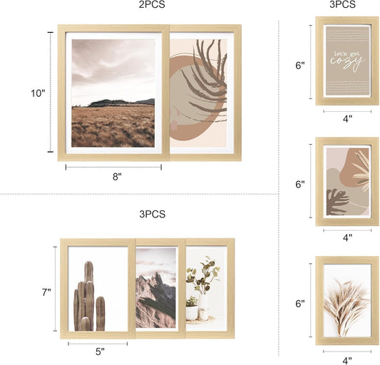 ArtbyHannah Gallery Wall Frame Set for Stairway, Neutral Wood Picture Frames Collage Wall Decor for Living Room, Entry, 8 Pack Assorted Size-11"x14", 8"x10", 6"x8"