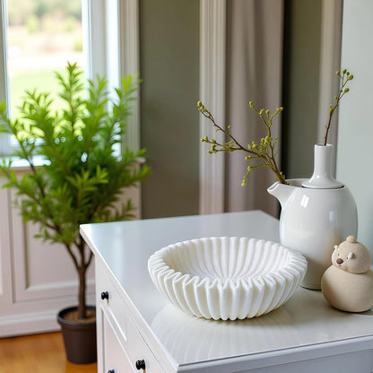 Braxio White Decorative Bowl with Sand Finish - Key Holder Bowl for Entryway Table, Modern Fruit Bowl for Kitchen Counter, Centerpiece Catch-All Bowl 10.5 x 10 x 5.5 Inch
