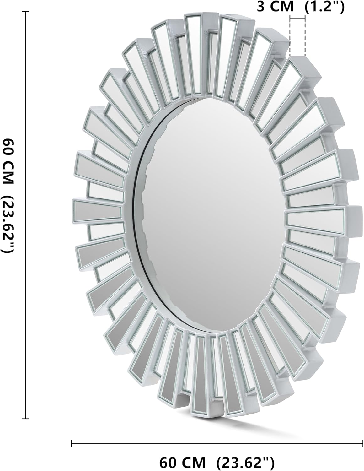 SHYFOY 23.6" Gold Sunburst Wall Mirror, Round Beveled Decorative Mirror with Layered Metal Frame, Glam Luxury Accent Wall Mirror for Living Room, Entryway & Bedroom
