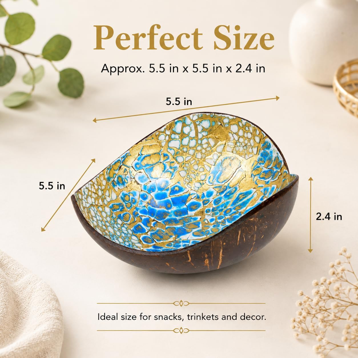 Coconut Bowls Decorative Candy Dish - Heart Acai Bowl, Natural Wooden Candy Dish, Key Bowl Holder for Entryway Table, Yogurt Smoothie Nuts Dessert Container, Rice Fruits Dry Snack Storage Shell Bowls