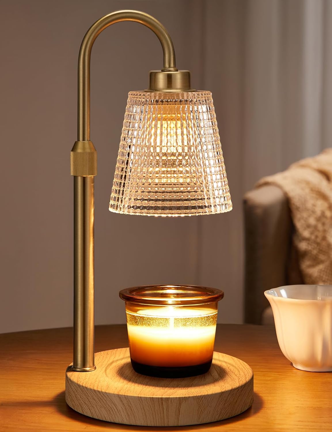 Innqoo Candle Warmer Lamp with Timer, Dimmable Candle Warmer for Jar Candles, Height Adjustable Wax Melts Warmer, Birthday Gifts for Women Mom, House Warming Gifts New Home Decor