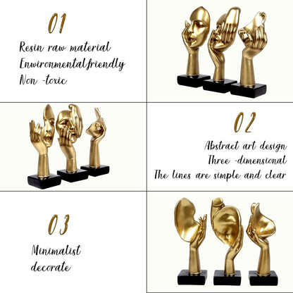 3 Pcs Thinker Statue,Modern Home Resin Sculptures,Collectible Figurines for Home Office Bookshelf Desktop Decor(Black)