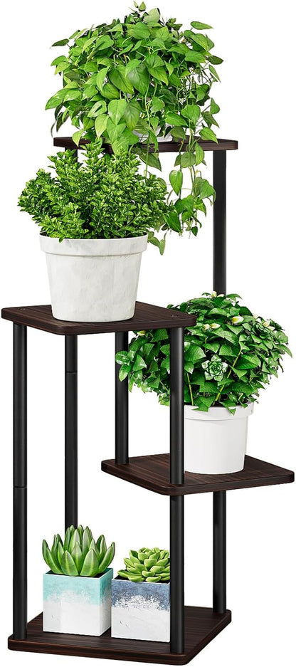 AZERPIAN Plant Stand 5 Tier Indoor Metal Flower Shelf for Multiple Plants Corner Tall Flower Holders for Patio Garden Living Room Balcony Bedroom, Black (5 Tier-Black)
