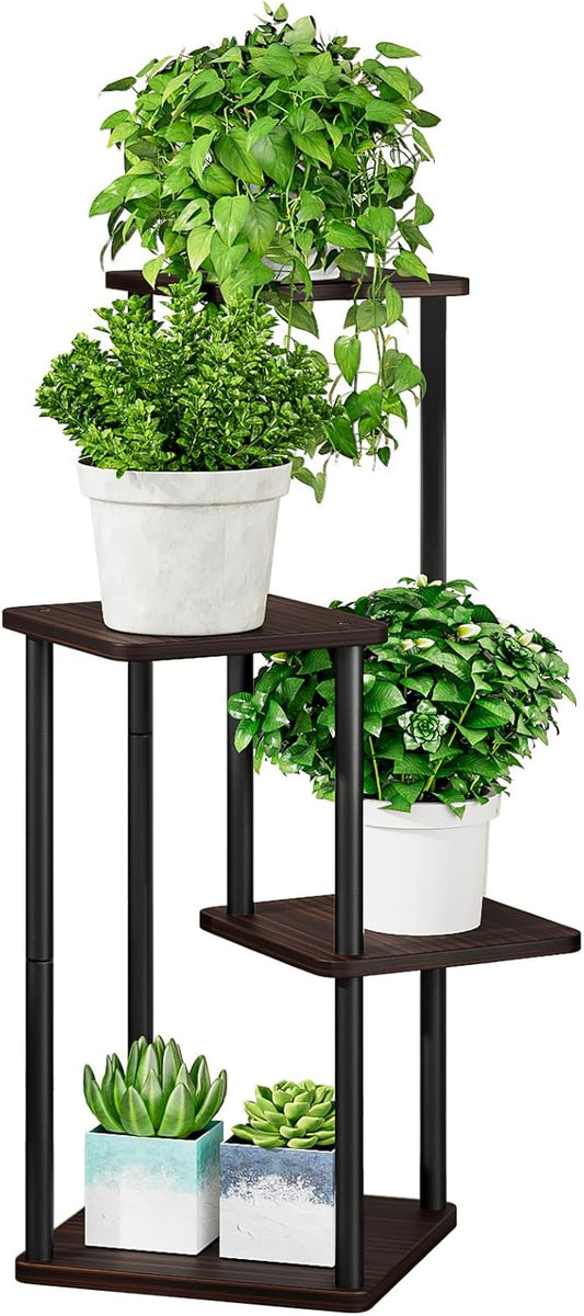 AZERPIAN Plant Stand 5 Tier Indoor Metal Flower Shelf for Multiple Plants Corner Tall Flower Holders for Patio Garden Living Room Balcony Bedroom, Black (5 Tier-Black)