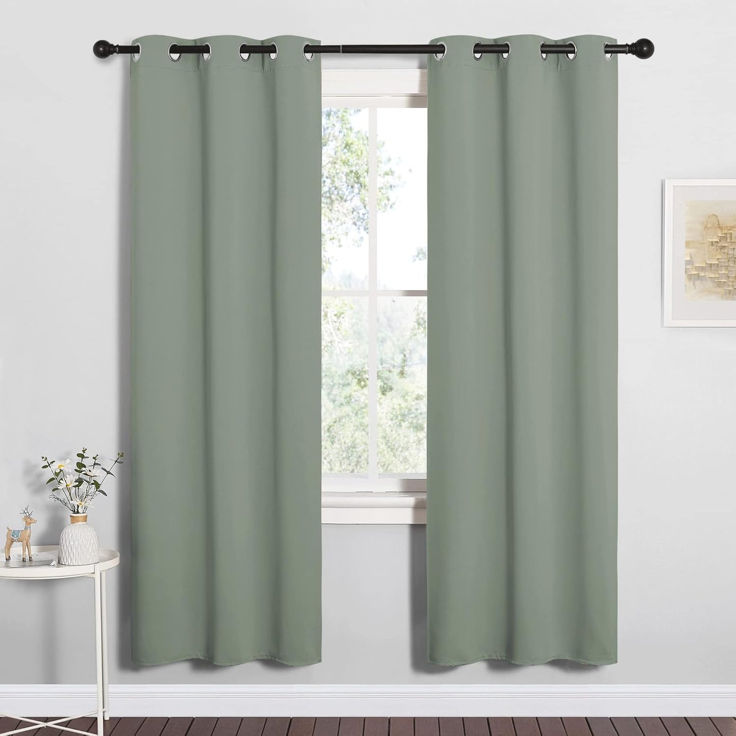 NICETOWN Halloween Pitch Black Solid Thermal Insulated Grommet Blackout Curtains/Drapes for Bedroom Window (2 Panels, 42 inches Wide by 63 inches Long, Black) - Colors B