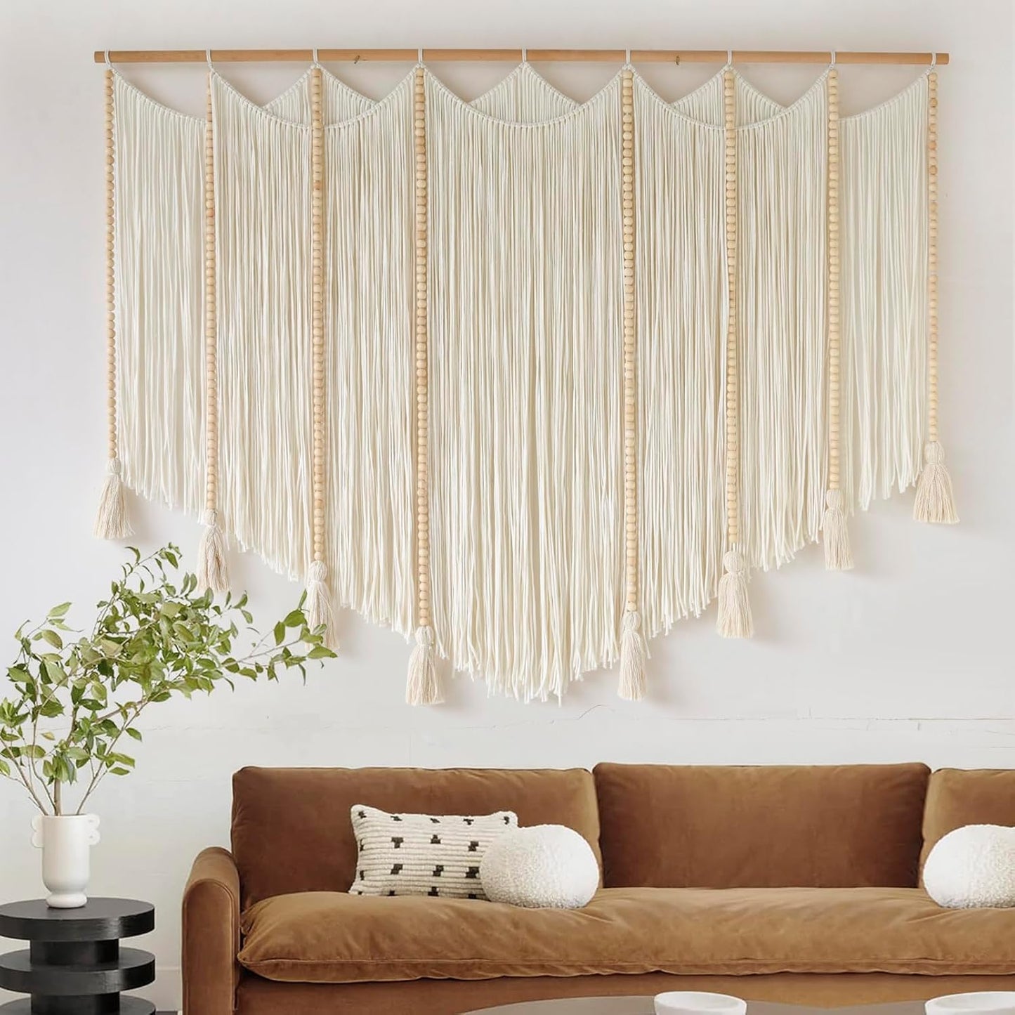 Jakalin Macrame Wall Hanging Dip Dyed Fiber Macrame Wall Decor Boho Cord Living Room Wall Art 57" Wx43 L