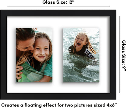 Americanflat 4x6 Collage Picture Frame with Shatter-Resistant Glass - Fits Five 4x6 Photos or Use as One 11x14 Picture Frame - Signature Collection - Collage Frames for Wall Display - Black