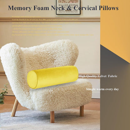 Tinbolunce Memory Foam Roll Pillow for Knee/Leg/Neck - Full Moon Bolster/Round Cylinder Pillow for Sleeping on Side or Back - Removable Cooling Cover Length 18" x 6" Diameter (Navy Blue)