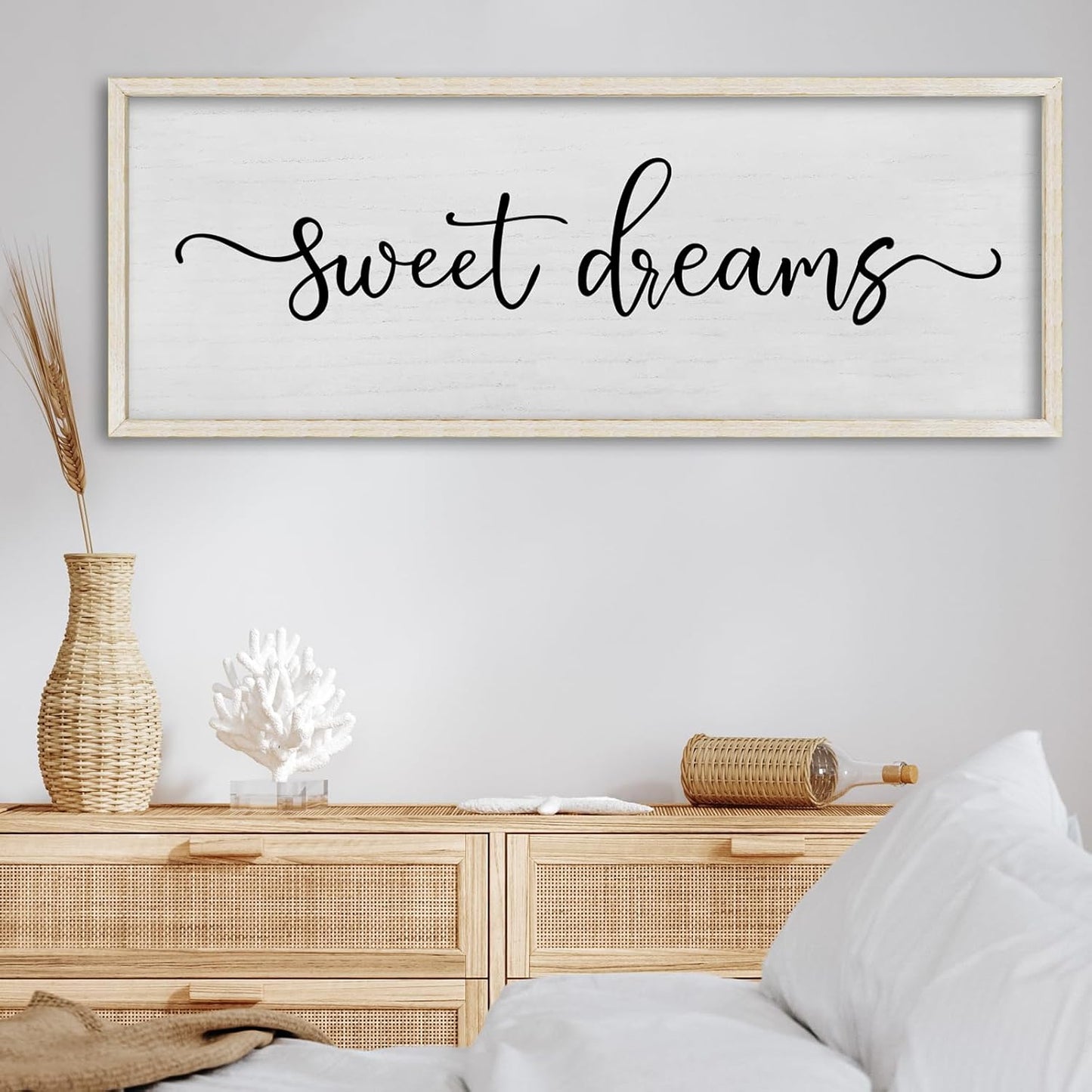 FZMHASLWW Gather Sign Wall Decor 32"×12" Large Wooden Framed for Dining Room Simple Home Kitchen Hanging Art (Wood)