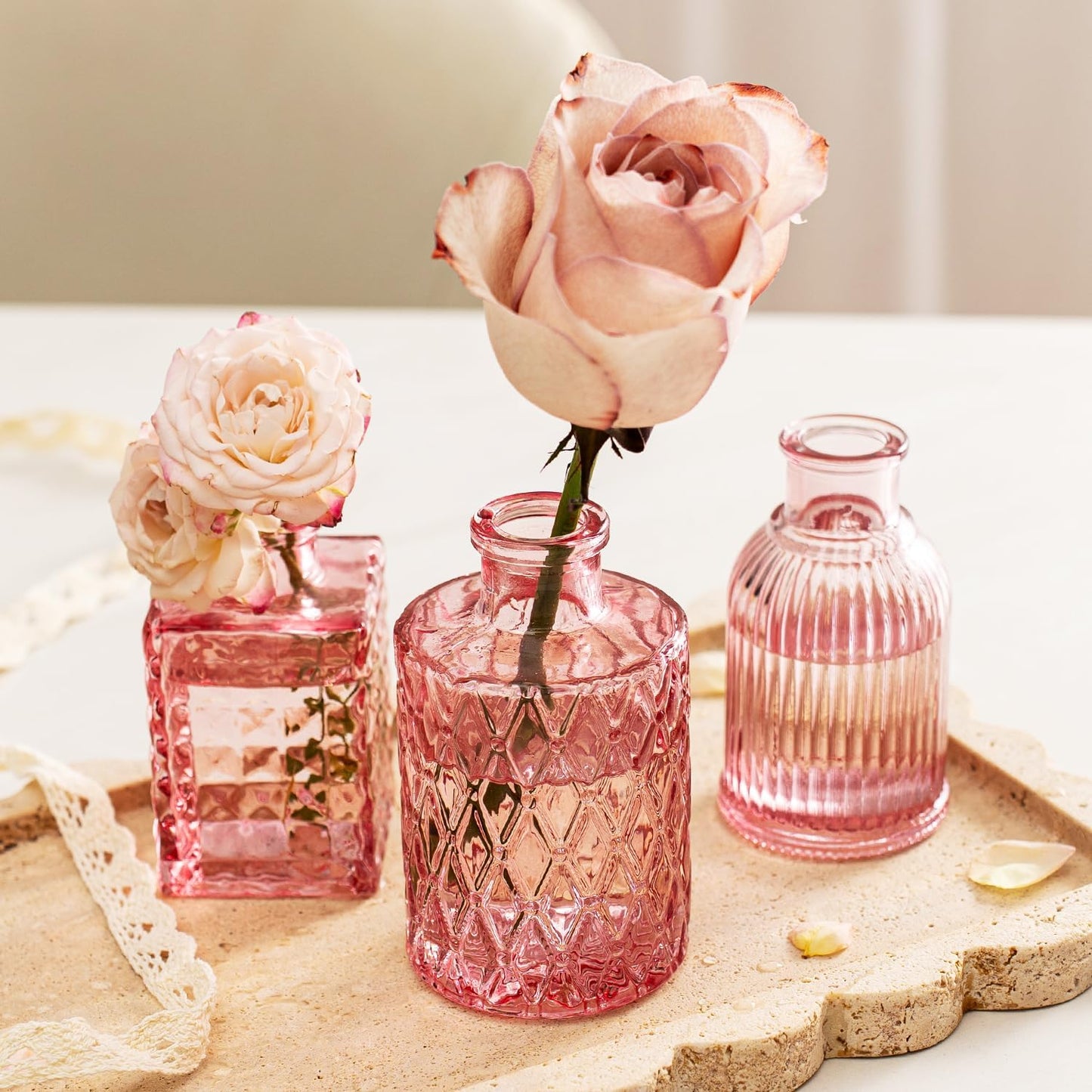 Clear Glass Bud Vase Set of 12 Pcs,Small Bud Vases in Bulk,Glass Crystal Flower Vases Table Centerpieces for Party Event Wedding Decor Baby Shower Decorations (Clear, 12 Pcs)