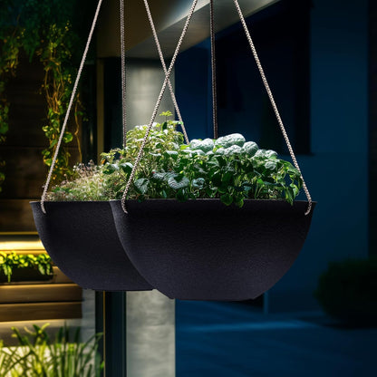 LA JOLIE MUSE Large Hanging Planters - 13 Inch Flower Pots Outdoor Indoor, Hanging Garden Planters Set of 2, New Iron Color